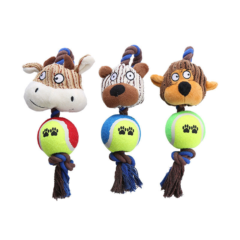 Corduroy Tennis Ball Cotton Rope Dog Bite Resistant
