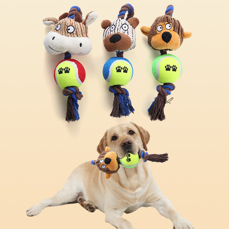 Corduroy Tennis Ball Cotton Rope Dog Bite Resistant