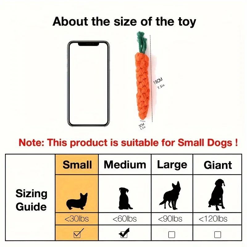 Pet Chewy Carrot Cotton Rope Toy