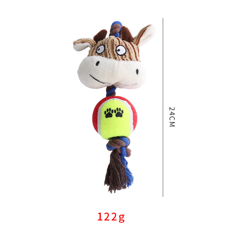 Corduroy Tennis Ball Cotton Rope Dog Bite Resistant
