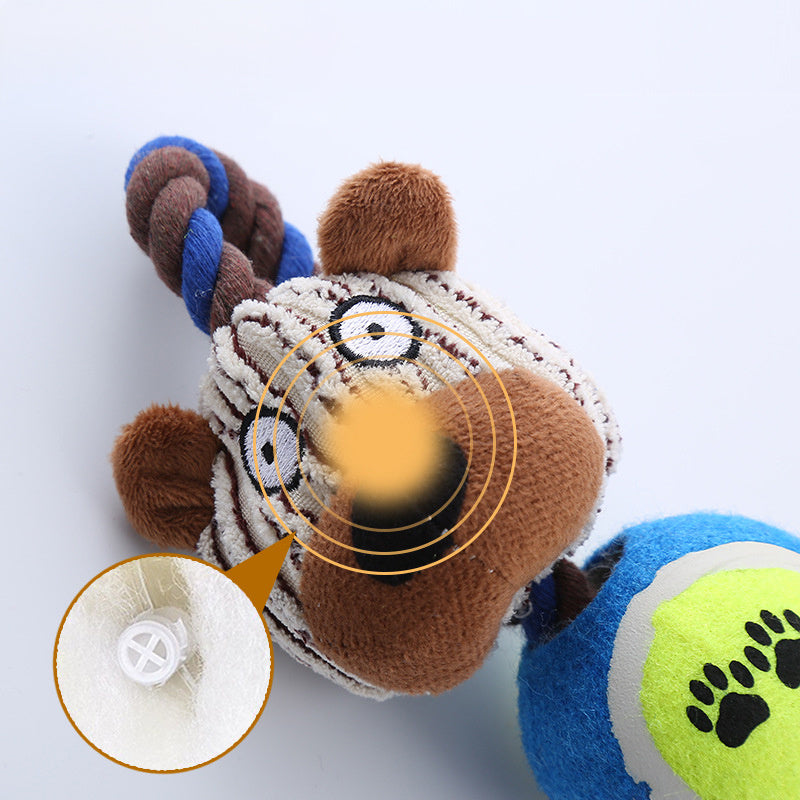 Corduroy Tennis Ball Cotton Rope Dog Bite Resistant