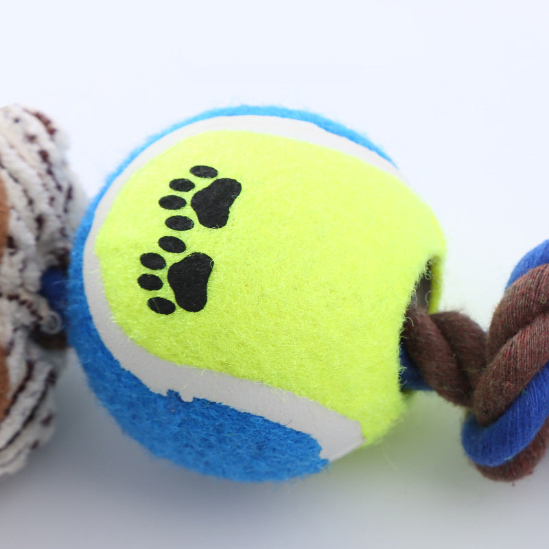 Corduroy Tennis Ball Cotton Rope Dog Bite Resistant